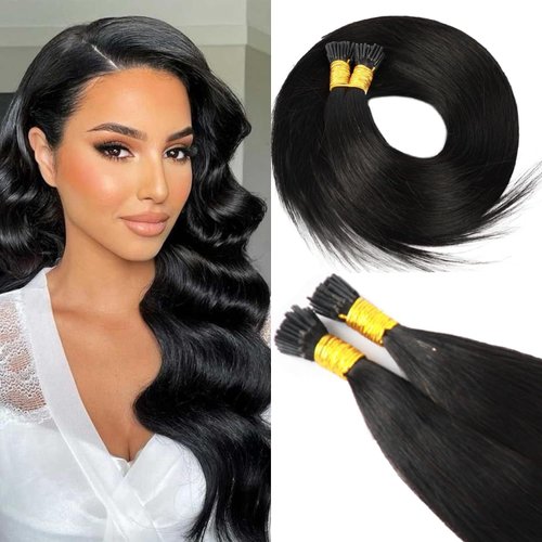 100G/Pack I Tip Hair Extensions Human Hair 20 Inch Pre Bonded Hair Extensions Natural Black I Tip Hair Extensions Real Human Hair Straight #1B I Tip Human Hair Extensions (1g/Strand, 100g) SCNOVO…