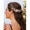 CASDRE Flower Bride Wedding Headpiece Crystal Bridal Hair Accessories Pearl Headband for Women and Girls (C Rose Gold)