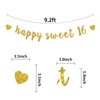 Happy Sweet 16 Banner 16 and Fabulous Cheer to 16 Years Sweet Sixteen Gold Glitter Happy 16th Birthday Party Decorations