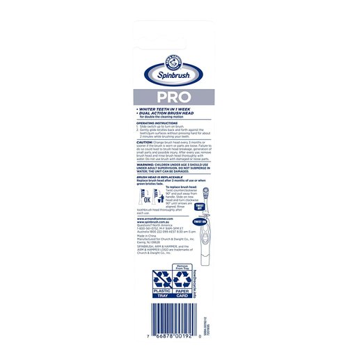 ARM & HAMMER Spinbrush Pro Whitening Replacement Brush Heads Soft, 2 ea (Pack of 4)