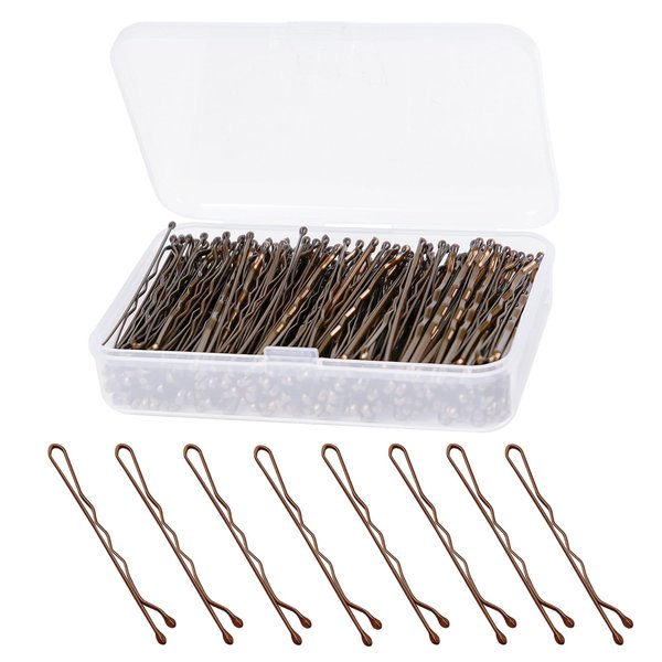 PROPOG Bobby Pins 200 Pcs, Hair Pins for Buns & Updos Hair Accessories Bobby Pin Metal Hair Pin with Storage Box Hairpins for Women and Girls (Brown)