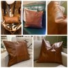 Fancy Homi 2 Packs Brown Boho Lumbar Faux Leather Decorative Throw Pillow Covers 12x20 Inch for Living Room Couch Bed Sofa, Hand Stitched Rectangle Cushion Case, Rustic Modern Farmhouse Home Decor