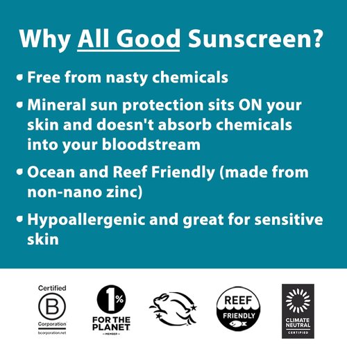 All Good Baby & Kids Mineral Face & Body Sunscreen - UVA/UVB Broad Spectrum, Coral Reef Friendly, Water Resistant, Zinc Oxide - SPF 50 Butter Stick & SPF 30 Lotion