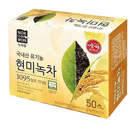 [Nokchawon] NEW USDA Certified Organic Brown Rice Green Tea 50 Tea Bags.