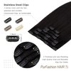 PurFashion Clip in Hair Extensions, Natural Black 12inch 70g 7pcs Clip in Hair Extensions Real Human Hair, Straight and Soft Remy Human Hair