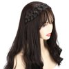 DIGUAN Hollow out wide braid with thin braid Synthetic Hair Braided Headband Hairpiece for Women (Dark Chocolate, Wide)