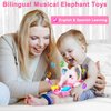 Holaxander Baby Elephant Musical Stuffed Animals Toy with Light-Up Music & Crinkle Sound Paper,Infant Bilingual Early Learning Education Toys,Tummy Time Toys for 0-3-6-12+ Months Boy Girl, Pink