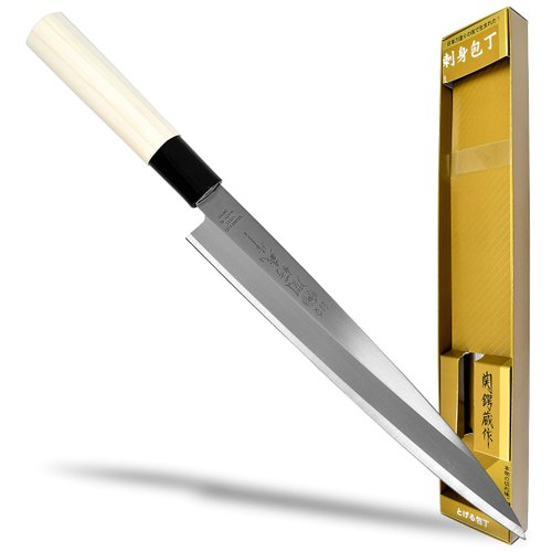 Seki Japan TSUBAZO Japanese Sushi Chef Knife, Stainless Steel Sashimi Yanagiba Knife, Shiraki Handle, 210 mm (8.3 in)