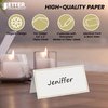 100 Pack Gold Metallic Border Place Cards, 2 x 3.5 in, Folded Table Tent Cards for Weddings, Dinner Parties, Buffet Banquets, by Better Office Products (White)