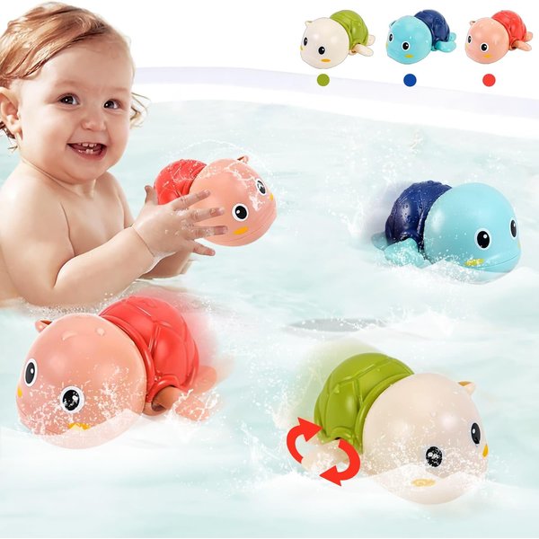 Bath Toys for Toddlers 1-3-Wind Up Bathtub Toys for 1 2 3 4 Year Old Boys Girls Gifts, Baby Bath Tub Pool Water Toys, Cute Floating Swim Turtles for Toddlers Age 1-4 Christmas Birthday Gifts for Kids