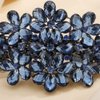 Aimimier Flower Crystal Hair Barrettes Shiny Rhinestone Hair Spring Clips Gem Hair Pins Bridal Hairpiece Wedding Hair Accessories for Women (Blue)