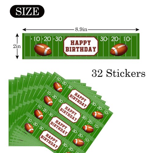 MonMon & Craft Football Birthday Water Bottle Stickers - Sport Theme Birthday Bottle Wrappers Baby Shower - Kids Boy Men Football Player Birthday Party Bottle Labels Supplies Waterproof (Set of 32)