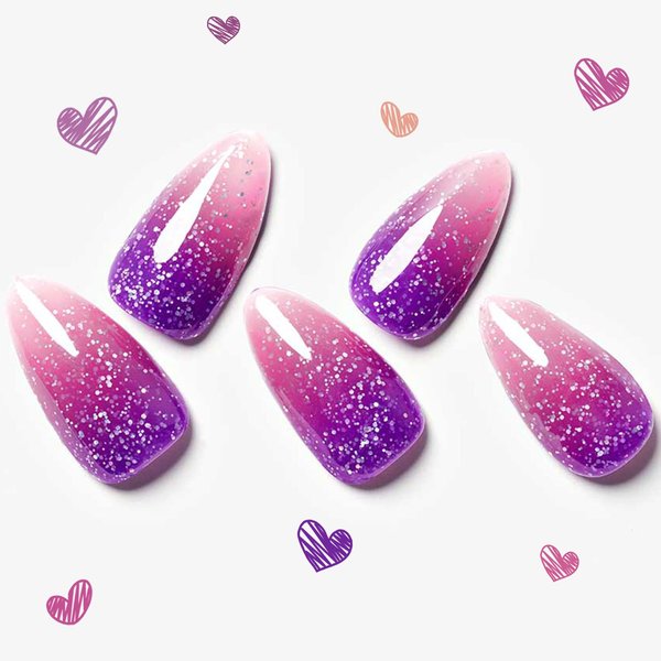 GLAMERMAID Hot Pink Press on Nails Medium Almond, Black Checkerboard Fake Nails Short Oval, Neon Glue on Nails with Love Heart, Stiletto False Nail Kits with Y2K Design, Stick on Nails Set for Wmoen