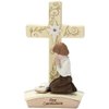 Dicksons Boy Praying First Communion 5.5 x 5 Resin Stone Table Top Cross