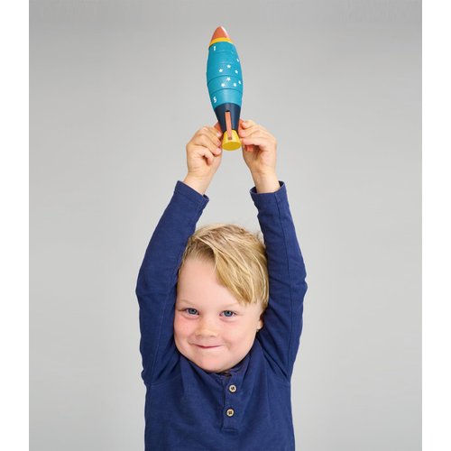 Mentari Toys - Stacking and Counting Rocket - 10pcs Space-Themed Ring Stacker Toddler Toy - Wooden Stacking Rings - Boost Fine Motor Skills and Early Counting Skills - Toddler Educational Toy - Age 3+