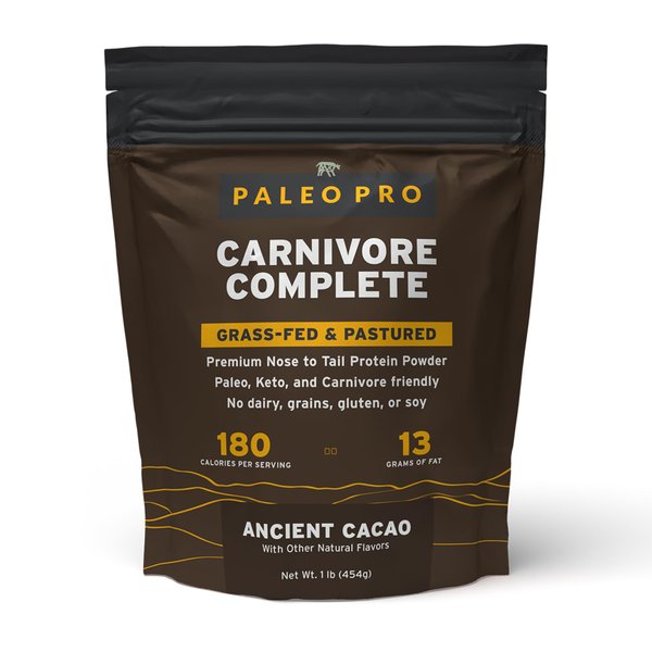 PaleoPro Carnivore Complete (Ancient Cacao) Pastured & Cage-Free Protein, Grass-Fed Beef Tallow, Beef Organs | No Sugar, Soy, Grains or Net Carbs | Gluten Free. Paleo & Keto Macros (15 Servings)