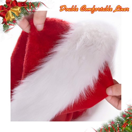BALORAY Santa Hat for Adults Big Santa Hat Comfort Double Liner Plush Red Velvet