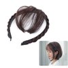 Uonlytech Front Hair Bangs Wigs Headband, Front Hair Bangs Fringe Hair Extensions Synthetic Wigs Headband Braided Wigs Headband for Women Girls, Brown
