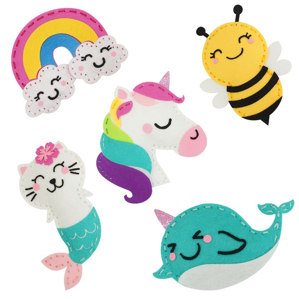 Cymbana Kids Sewing Kit Make Your Own Creative Felt Plush Animals Toy Craft Art Set for Beginners, Girls Gifts for Children 6+
