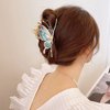 Metal Alloy Hair Clips with Butterfly and Sunflower Designs - 2 Pcs Cute Hair Pins for Women and Girls, Strong Hold, Nonslip Big Jaw Clips in Blue, Pink, Yellow Colors