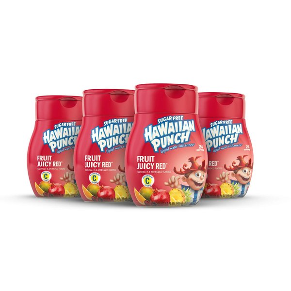 Hawaiian Punch, Fruit Juicy Red, Liquid Water Enhancer – New, Better Taste! (4 Bottles, Makes 96 Flavored Water Drinks) – Sugar Free, Zero Calorie