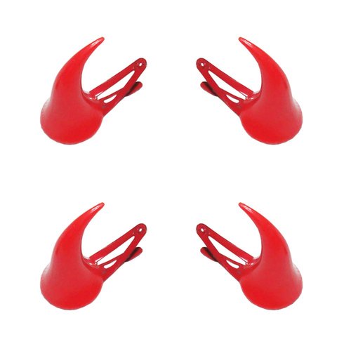 GSHLLO 4 PCS Red Demon Devil Horns Hair Clip Hairpins Barrette Halloween Headwear for Party Decor...
