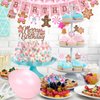 K KUMEED Pink Gingerbread Man Decorations,Christmas Merry Birthday Banner Cute Candy House Cake Topper Latex Balloons for Boys Girls Merry Birthday Birthday Party Supplies Baby Shower