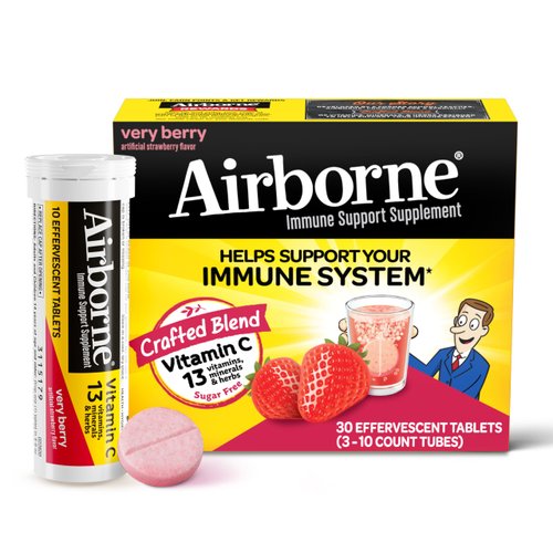 Airborne 1000mg Vitamin C with Zinc, SUGAR FREE Effervescent Tablets, Immune Support Supplement w...