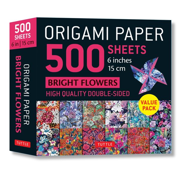 Origami Paper 500 sheets Bright Flowers 6" (15 cm): Double-Sided Origami Sheets with 12 Punchy Floral Designs (Instructions for 5 Projects Included)