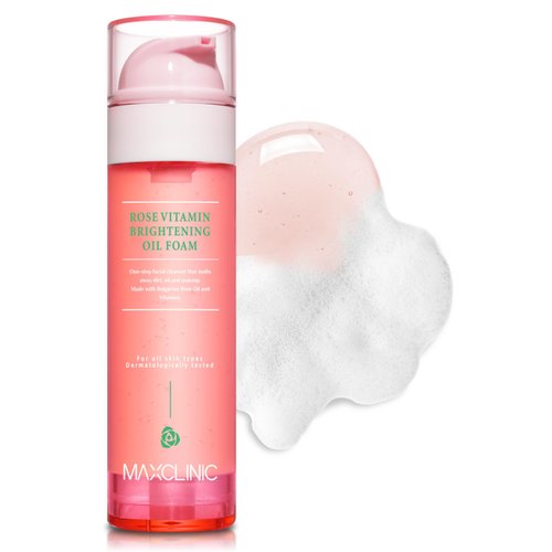 MAXCLINIC [K-Beauty] Rose Vitamin Oil to Foam | Daily Face Wash Oil Based Cleanser | Korean Rose Oil Foaming Face Cleanser | Hydrating Facial Cleanser for Dry Sensitive Skin (3.88 oz)
