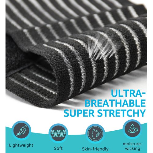 HGBOO Compression Wrist Bands (2 PCS), High-Elastic Wrist Straps Wrist Wraps Wrist Brace for Sports Weightlifting Tennis Basketball Tendonitis Carpal Tunnel Arthritis - Breathable Fabric (Black)