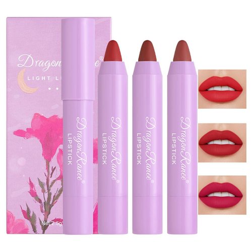 AKARY Waterproof 3 Pcs Nude Matte Lipstick Set, Natural Nude Lipstick Velvet Air Moisture Smooth Crayon Lip Stain, Matte Lipstick 24 Hour Long Lasting Lip Gloss Lipstick for Women Makeup, Set B