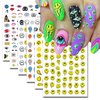 IDDFEVE 12 Sheets Abstract Smiling Face & Evil Eye Nail Art Stickers, 3D Funny Nail Decals Self-Adhesive Designs