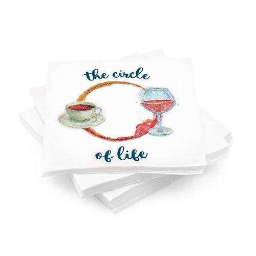 30 Pk, Coffee to Wine is the "Circle of Life" Cocktail 3-Ply Paper Party Napkins for Brunch Parties, Girls Night, and Book Clubs