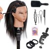 Mannequin Head Human Hair 16", Manikin Head with 100% Human Hair,Cosmetology Mannequin Head practice kit Doll head hair styling,for Braiding Hairdresser Practice Styling (16inch)