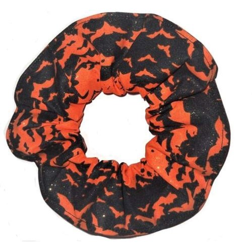 Halloween Bats Glitter Fabric Hair Scrunchie Scrunchies by Sherry