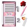 [SET] CORINGCO BK False Eyelashes Extension Kit +Glue+Tweezer Beginner Self Adhesive Individual Partial Korean idol Makeup (BK 10mm)