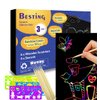 BESTING 52 Pcs Rainbow Scratch Paper Art Set 8.3" x 11.02" Black Scratch Off Big Size Art Book Crafts Kit Ideal for Kids DIY Party Favors Game Activities Birthday and Christmas Gifts (SP862)
