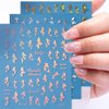 8 Sheets Beach Nail Art Stickers Decals 3D Self-Adhesive Laser Mermaid Jellyfish Design Nail Decals Shell Whale Mermaid Summer Ocean Shark Tropical Nail Supplies for Women Manicure Accessories