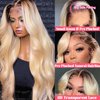 Smavida HD Lace Front Wigs Human Hair for Black Women,150% Density Ombre 613 Blonde Free Part Colored Lace Frontal Human Hair Wig Dark Root Body Wave Wig Pre Plucked with Baby Hair 24inch
