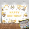 Mocsicka Construction Birthday Backdrop 7x5ft Dump Truck Excavator Crane Birthday Party Banner Digger Excavator Truck Background Photography Studio Props Boy Kids Birthday Decorations