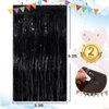Black Fringe Curtain Party Streamers 2Pack 3.3x8.3 Ft Foil Fringe Backdrop Curtains for Birthday Wedding Bridal Baby Shower Halloween Decor Tinsel Streamers Black Party Decorations Door Streamers