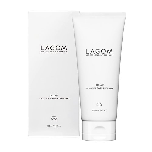 LAGOM Cellup pH Cure Foam Cleanser Natural Deep Cleansing Cream pH Balance 5.5 Subacid Alcohol-Free Gentle Soft Silky Hydrating Herbal Facial Pore Wash for Sensitive Dry Oily Skin 120ml 4.05oz