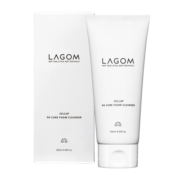 LAGOM Cellup pH Cure Foam Cleanser Natural Deep Cleansing Cream pH Balance 5.5 Subacid Alcohol-Free Gentle Soft Silky Hydrating Herbal Facial Pore Wash for Sensitive Dry Oily Skin 120ml 4.05oz