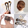 Mabor 3 Pcs 4.57Inch U Shaped Acetate French Hair Pin Tortoise Shell 2 Prong Bun Hair Sticks Thick Long Hair Acetate Tortoise Shell Hair Pin Updo for Women