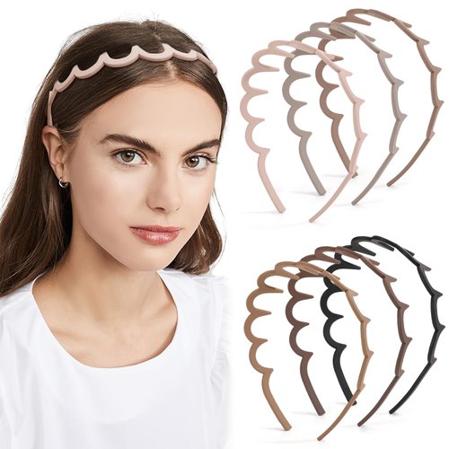 6PCS Plastic Headbands for Women Non Slip Wavy Headband with Teeth Thin Headbands for Girls Hair Comb Headband Hair Accessories for Women Christmas Gifts
