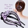 Yusier 4PCS Heart Style Ponytail Duckbill Clips with Headdresses for Women, Flower Rhinestone Barrettes Sparkly Prom Diamond Hair Clips (Plum Blossom)