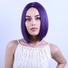 PATTNIUM Dark Purple Bob Wig for Women Short Straight Purple Wig with Bangs Short Purple Bob Hair Wigs Heat Resistant Synthetic Wig with Wig Cap