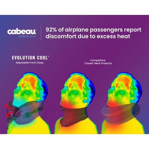 Cabeau Evolution Cool Travel Neck Pillow Cooling Airflow Vents, Memory Foam Neck Support, and Adjustable Clasp - Comfort On-The-Go with Carrying Case - Airplane, Train, Car, and Gaming (Black)