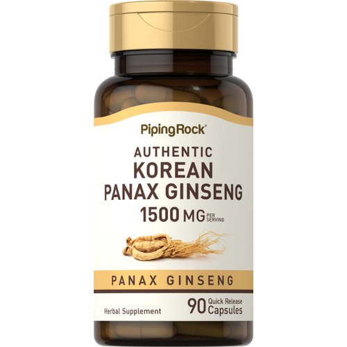 Piping Rock Korean Ginseng Capsules | 1500mg | 90 Count | Panax Ginseng Root Extract | Herbal Supplement | Non-GMO, Gluten Free